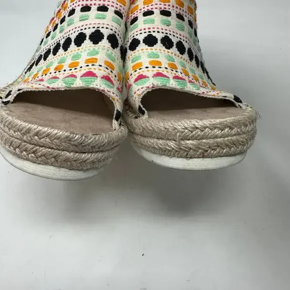 TOMS Monica Natural Global Woven Boho Mule Espadrille Wedge Heel Womens 10 - Picture 7 of 12
